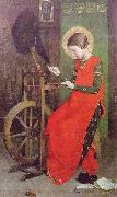 Marianne Stokes St Elizabeth of Hungary Spinning for the Poor Spain oil painting artist